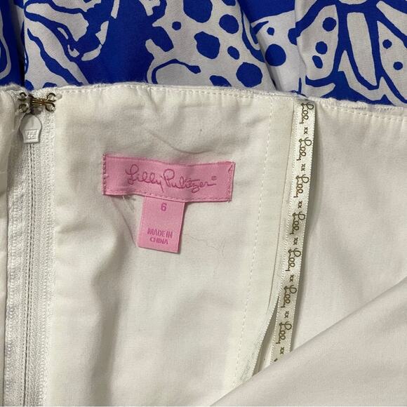 Lilly Pulitzer Ferris Strapless Resort Dress White Grid Eyelet Size 6 - Picture 5 of 7